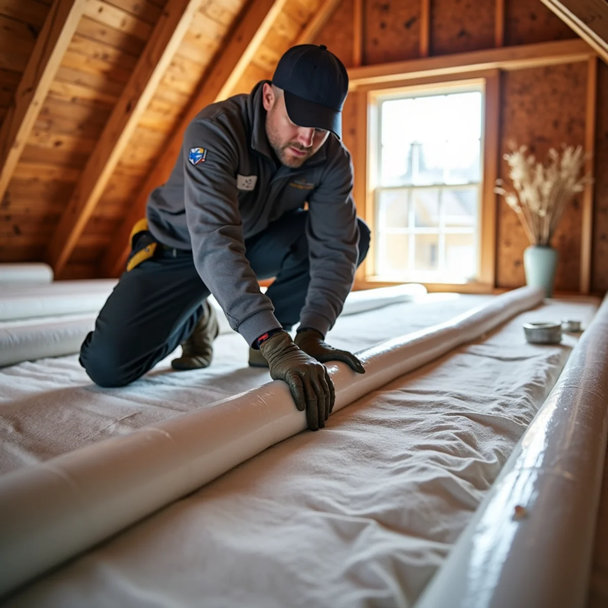 Insulating exposed PEX and copper water supply lines in attic with polyethylene foam