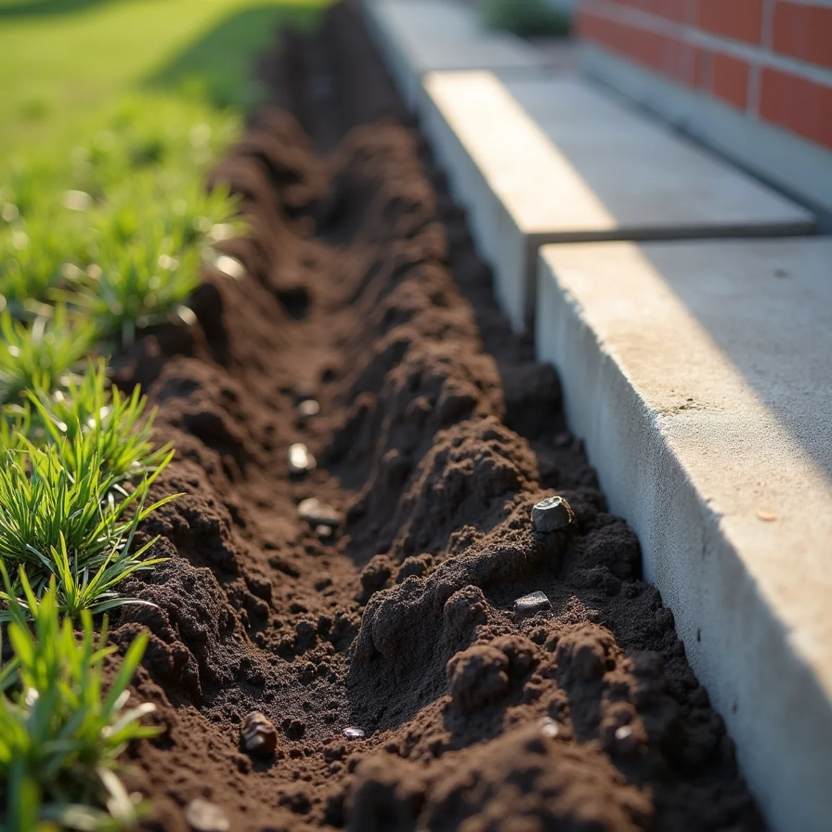 Blackland clay soil near residential foundation in Pflugerville